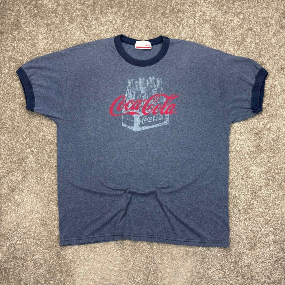 Vintage Coca Cola‎ Coke Ringer Faded T Shirt XL